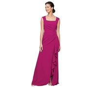 Alex Evenings Women's Long Cascade Ruffle Sleeveless Leg Slit, Mother of The Bride Dress, Elegant Party Gown Formal, Fuchsia, 10
