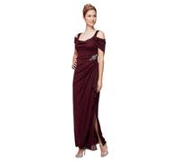 Alex Evenings Women's Long Cold Shoulder Dress, Mother of The Bride, Formal Events (Petite and Regular Sizes) Special Occasion, Embellished Win, 16