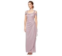 Alex Evenings Women's Long Cold Shoulder Dress, Mother of The Bride, Formal Events (Petite and Regular Sizes) Special Occasion, Mauve Glitter, 10
