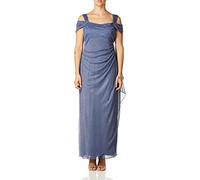 Alex Evenings Women's Long Cold Shoulder Dress (Petite and Regular Sizes) Mother of The Bride, Dusty Blue Glitter Missy, 18