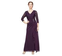 Alex Evenings Women's Long Lace Top Empire Waist Dress Special Occasion, Eggplant, 14