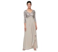 Alex Evenings Women's Long Lace Top Empire Waist Dress Special Occasion, Mink, 16/Petite