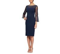 Alex Evenings Women's Long Shift Dress Illusion Neckline (Petite and Regular) Special Occasion