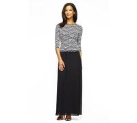 Alex Evenings Women's Petite Long Mock Dress with Sequin Detail Bodice, Black/White, 16 Petite