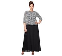 Alex Evenings Women's Plus Size Stretch Lace Bodice Mock One Piece Gown Kleid fr besondere Anlsse, Black/White, 22