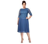 Alex Evenings Women's Plus-Size T-Length Lace Mock Dress Special Occasion, Wedgewood, 16W