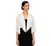Alex Evenings Women's Short Bolero Shrug Jacket with 3/4 Sleeve Elegant Cropped Cover-Up for Formal and Evening Wear, Ivory, Medium
