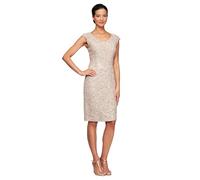Alex Evenings Women's Short Floral Embroidered Cocktail Sheath Dress, Wedding Guest, Formal Gown (Petite and Regular Sizes)
