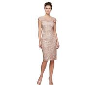 Alex Evenings Women's Short Floral Embroidered Cocktail Sheath Dress, Wedding Guest, Formal Gown (Petite and Regular Sizes), Rose Gold, 14