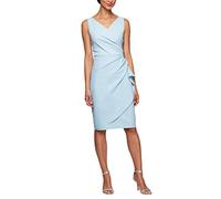 Alex Evenings Women's Slimming Short Ruched Cocktail Dress with Ruffle (Petite and Regular Sizes) Special Occasion, Light Blue, 22