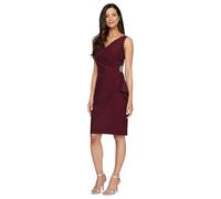 Alex Evenings Women's Slimming Short Ruched Dress with Ruffle (Petite and Regular) Special Occasion, Wine, 20