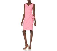 Alex Evenings Women's Slimming Short Ruched With Ruffle (Petite and Regular) Special Occasion Dress, Guava, 10 UK