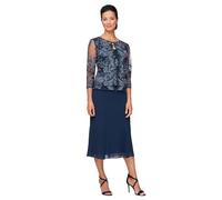 Alex Evenings Women's Tea Length Mock Jacket Dress with Button Front Special Occasion, Navy Lace, 18 Petite (Pack of 2)