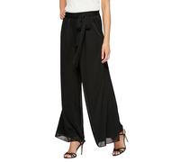 Alex Evenings Women's Wide Leg Chiffon Dress Pant for Mother of The Bride, Elegant Party Outfit (Petite and Regular Sizes), Black Mesh Tie Waste, S
