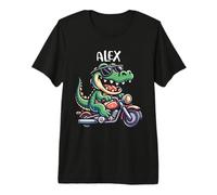 Alex Funny Alligator Motorcycle Design for Boys Name Alex Premium T-Shirt