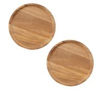 Alex Nash Acacia Wood Round Decorative Tray - Small Rustic Wooden Centrepiece for Candles, Coffee Table & Home Décor - Serving Tray and Snack Board for Kitchen, Cheese & Charcuterie - 21x21cm (2)