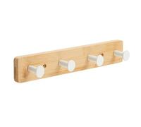 Alex Nash Bamboo Coat Rack - Wall Mounted Coat Hooks with 4 Metal Pegs - Heavy-Duty Wooden Clothes Hook Rail for Hallway, Bedroom, Bathroom with Fixings Included - Black/White, 1/2/4 Pack (1, White)