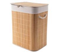 Alex Nash Bamboo Laundry Basket with Lid & Removable Liner - Foldable Slim Laundry Hamper with Cotton Handles - Natural Wood Finish for Bathroom, Bedroom or Utility Room - Medium or Large (Medium)