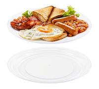 Alex Nash Clear Plastic Picnic Set - Reusable Dinner Set with 4 Dinner Plates, 4 Bowls, 4 Tumblers, 4 Wine Glasses, Serving Bowl & Jug for Camping, BBQs & Outdoor Dining - DINNER PLATES, Set of 4