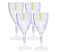 Alex Nash Clear Plastic Picnic Set - Reusable Dinner Set with 4 Dinner Plates, 4 Bowls, 4 Tumblers, 4 Wine Glasses, Serving Bowl & Jug for Camping, BBQs & Outdoor Dining - Wine Glasses, Set of 4