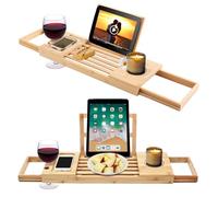 Alex Nash Extendable Bamboo Bath Tray - Adjustable Over-the-Bath Caddy for Wine, Candles, Books & Tablet - Eco-Friendly Bath Tub Rack for Spa Nights & Self-Care | 50-92cm