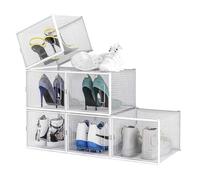 Alex Nash Stackable Shoe Storage Box - Clear Plastic Shoe Boxes with Lid - Foldable Shoe Organiser Containers for Men & Women Shoes, Boots, Trainers - Pack of 6: Extra Large