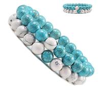 Alex & Sisters Juego de pulseras para Parejas a distancia - cuentas Blanco y Piedra de ojo de tigre - Pulseras de yoga para hombres y mujeres Joyería de cuerda elástica…, stone beads