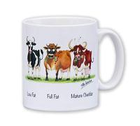 Alex Underdown Funny Dairy Cattle Mug. Low Fat, Full Fat, Mature Cheddar Farming Gifts