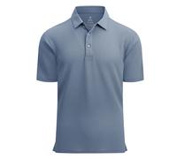 Alex Vando Mens Bubble Jacquard Polo Shirt Super Stretch Short Sleeve Polo Shirts for Men, Blue, S