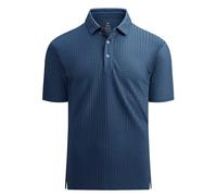 Alex Vando Mens Bubble Jacquard Polo Shirt Super Stretch Short Sleeve Polo Shirts for Men, Teal 02, S
