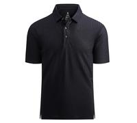 Alex Vando Mens Bubble Polo Shirt Super Stretch Short Sleeve Polo Shirts for Men, Black, XL