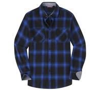 Alex Vando Mens Button Down Shirts Regular Fit Long Sleeve Casual Plaid Flannel Shirt, Navy/Royal, Large