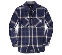Alex Vando Mens Button Down Shirts Regular Fit Long Sleeve Casual Plaid Flannel Shirt, Royal/White, Large