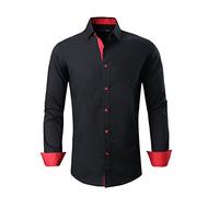 Alex Vando Mens Dress Shirts Regular Fit Long Sleeve Stretch Business Dress Shirts for Men,Black,XL