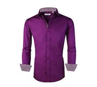 Alex Vando Mens Dress Shirts Regular Fit Long Sleeve Stretch Business Dress Shirts for Men,Purple,S