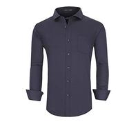 Alex Vando Mens Dress Shirts Wrinkle Free Regular Fit Stretch Rayon Bamboo Button Down Shirt, All Navy, XL