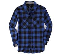 Alex Vando Men's Flannel Shirt Long Sleeve Regular Fit Checked Plaid Work Shirt Lumberjack Flannel Shirt for Men, Blue/black, M