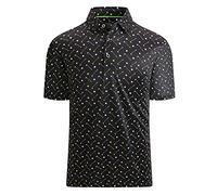Alex Vando Mens Golf Shirt Moisture Wicking Quick-Dry Print Performance Polo Shirts for Men, Black Golf, XXL