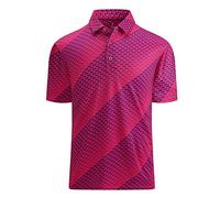 Alex Vando Mens Golf Shirt Moisture Wicking Quick-Dry Print Performance Polo Shirts for Men, Blue Roundrect, S