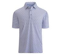 Alex Vando Mens Golf Shirt Moisture Wicking Quick-Dry Print Performance Polo Shirts for Men, Blue Square, Medium