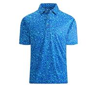 Alex Vando Mens Golf Shirt Moisture Wicking Quick-Dry Print Performance Polo Shirts for Men,Blue Wave,XL