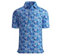 Alex Vando Mens Golf Shirt Moisture Wicking Quick-Dry Print Performance Polo Shirts for Men, Grey Hexagon, Medium