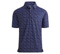 Alex Vando Mens Golf Shirt Moisture Wicking Quick-Dry Print Performance Polo Shirts for Men, Navy Golf Element, XL