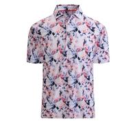 Alex Vando Mens Golf Shirt Moisture Wicking Quick-Dry Print Performance Polo Shirts for Men, Red Navy Leaf, XXL