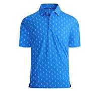 Alex Vando Mens Golf Shirt Moisture Wicking Quick-Dry Print Performance Polo Shirts for Men, Royal Sweep Men, Large