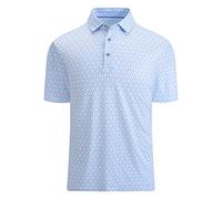 Alex Vando Mens Golf Shirt Moisture Wicking Quick-Dry Print Performance Polo Shirts for Men,White Rhombus,L