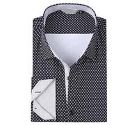 Alex Vando Mens Printed Dress Shirts Long Sleeve Regular Fit Button Down Shirt, Black Twins 36, XXL