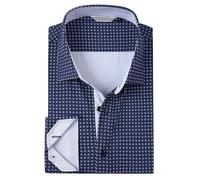Alex Vando Mens Printed Dress Shirts Long Sleeve Regular Fit Button Down Shirt, Navy Dots 68, XXL