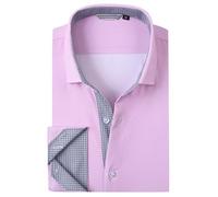 Alex Vando Mens Printed Dress Shirts Long Sleeve Regular Fit Button Down Shirt, Pink Cross 90, Medium