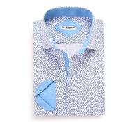 Alex Vando Mens Printed Dress Shirts Long Sleeve Regular Fit Button Down Shirt,White,M